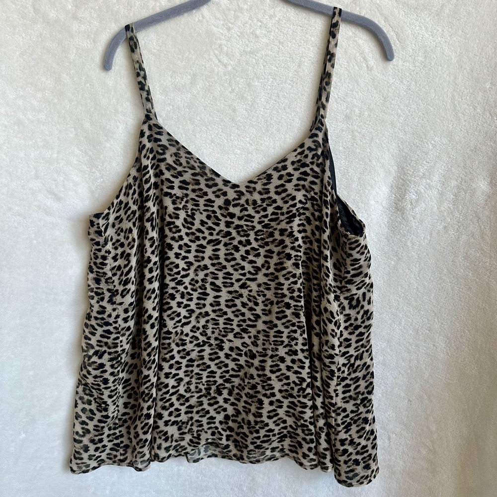 Torrid Leopard Print Chiffon Lined Cami V-Neck Tank Top Size‎ 0 / L / XL